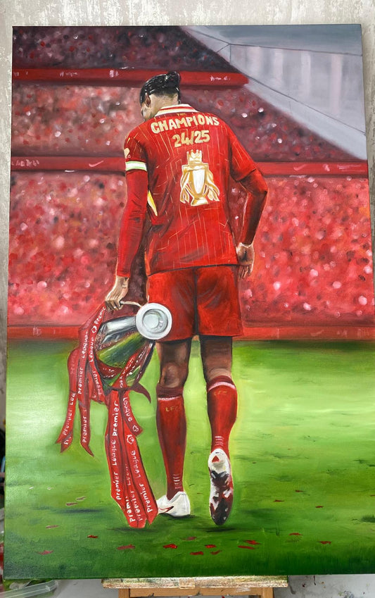 Original oil painting of Virgil Van Dijk